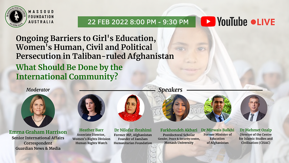 Ongoing Barriers to Girl’s Education, Women’s Human, Civil and Political Persecution in Taliban-ruled Afghanistan